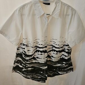 White and Black Patterned Shirt